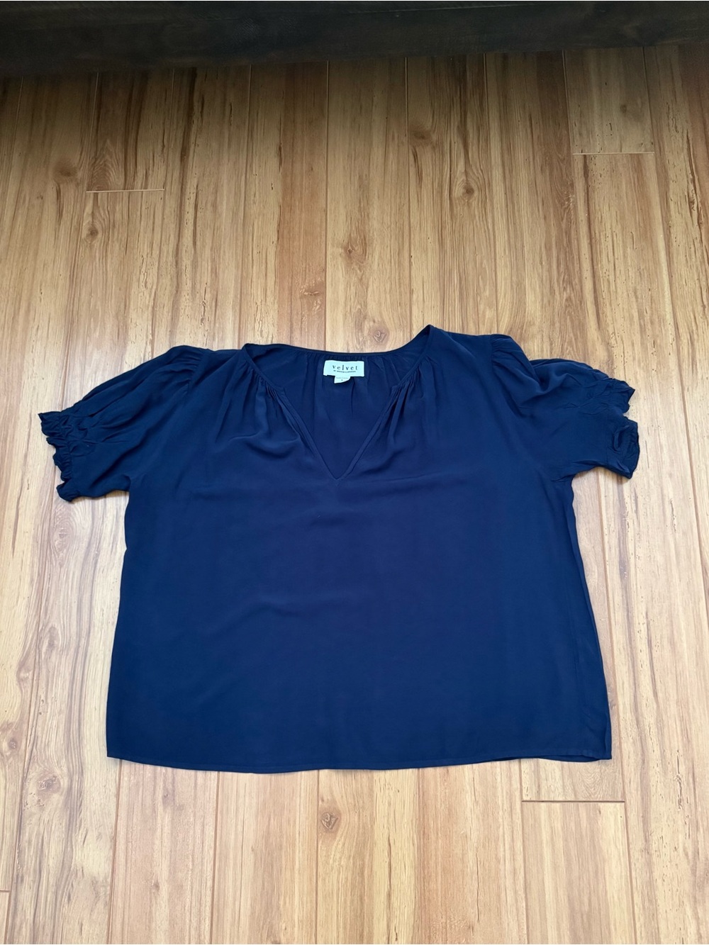 Velvet by Graham & Spencer Navy Pintucked Blouse